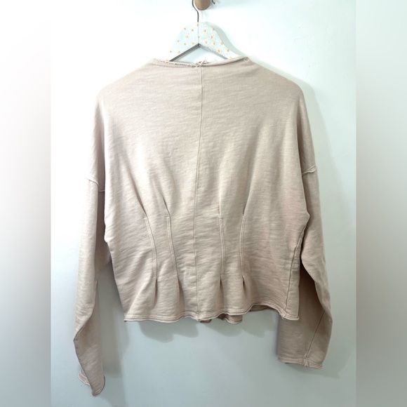 Anthropologie Women's Beige Long Sleeve Top sweatshirt sz M - Picture 5 of 5